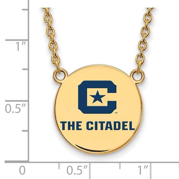 14K Gold Plated Sterling Silver The Citadel LG Enamel Necklace, 18 In - Picture 3 of 5